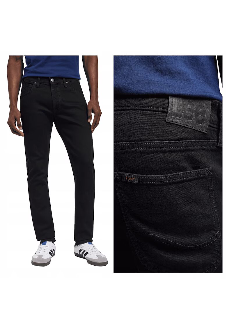 Lee Мъжки дънки - Luke - Slim Fit - Средна талия - Дълги - Цип - 5 джоба - Памук - Черни