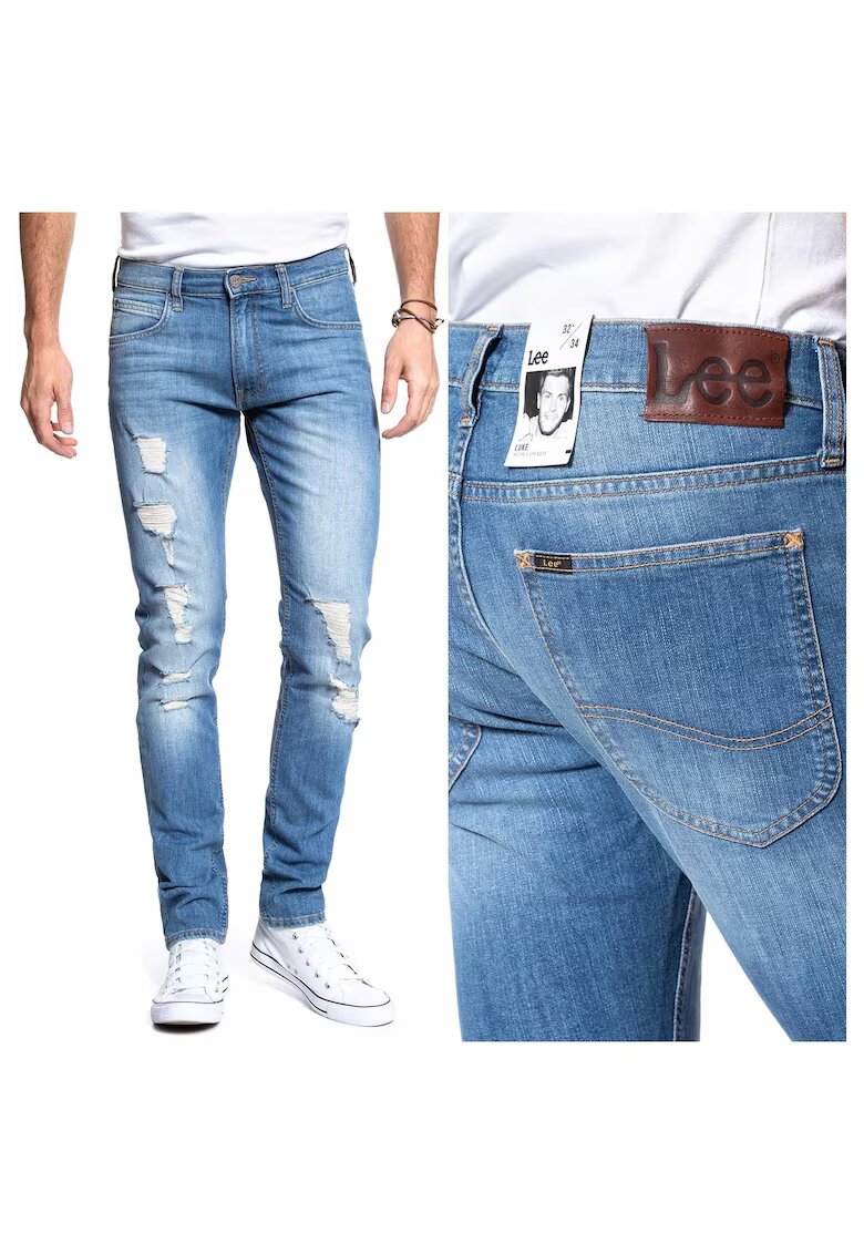 Lee Мъжки дънки - Luke - W27-L32 US - Памучни - Дълги - Стеснени - Сини