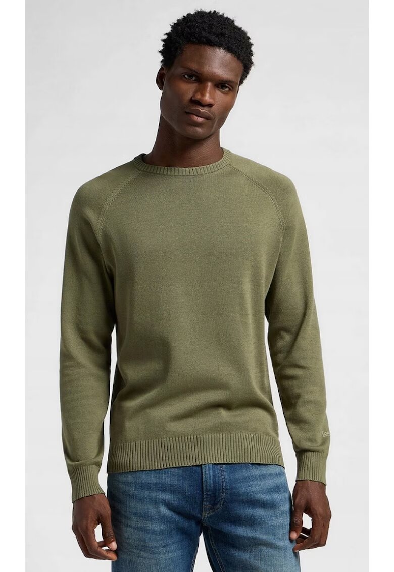 Lee Мъжки пуловер - CLEAN RAGLAN SWEATER - втален - - памук