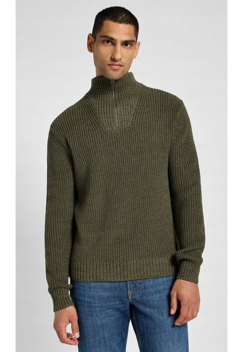 Lee Мъжки пуловер - Half Zip - вдигната яка - - 50% вълна - стандартна кройка
