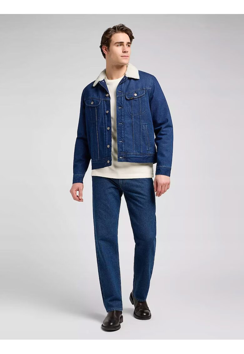 Lee Мъжко яке Sherpa Jacket - Стандартна кройка - Дълъг ръкав - С яка - Класически дизайн - Деним вид - Памук - Синьо
