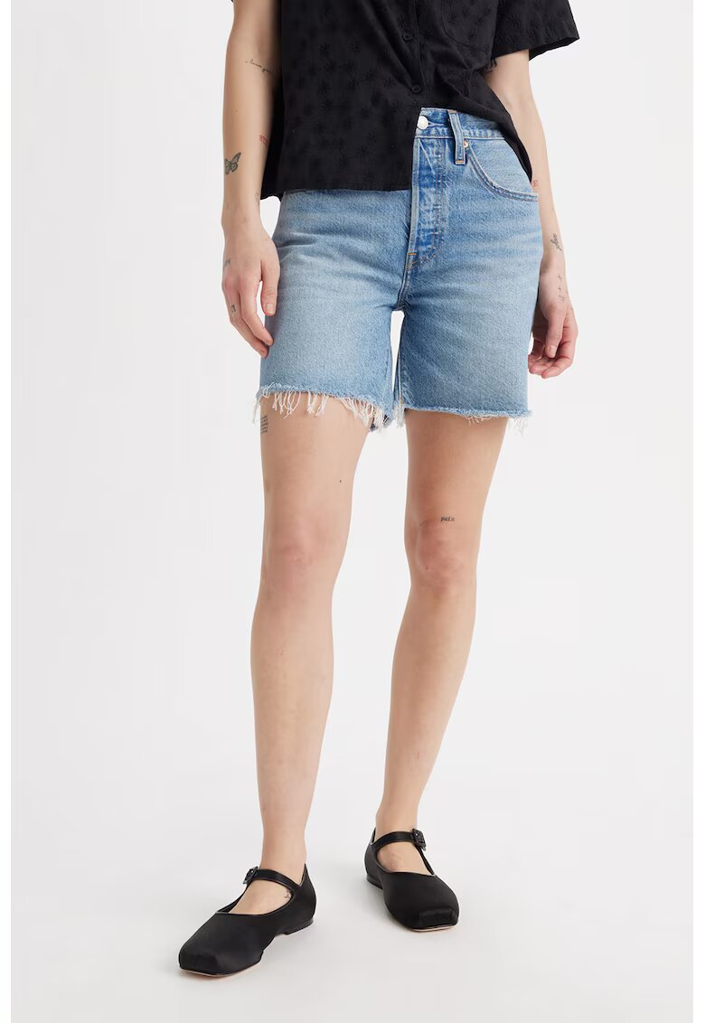 Levis Къси дънки с висока талия и незавършени краища