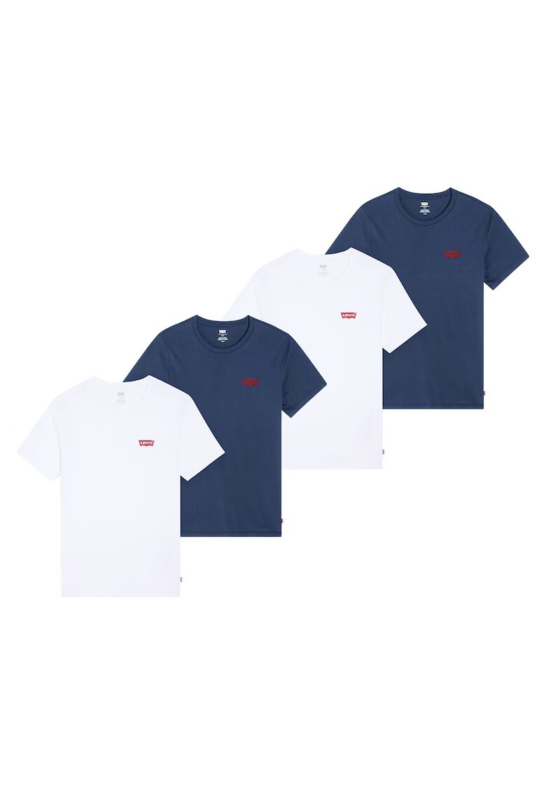 Levis Памучна тениска с овално деколте - 4 броя - Бял/Син