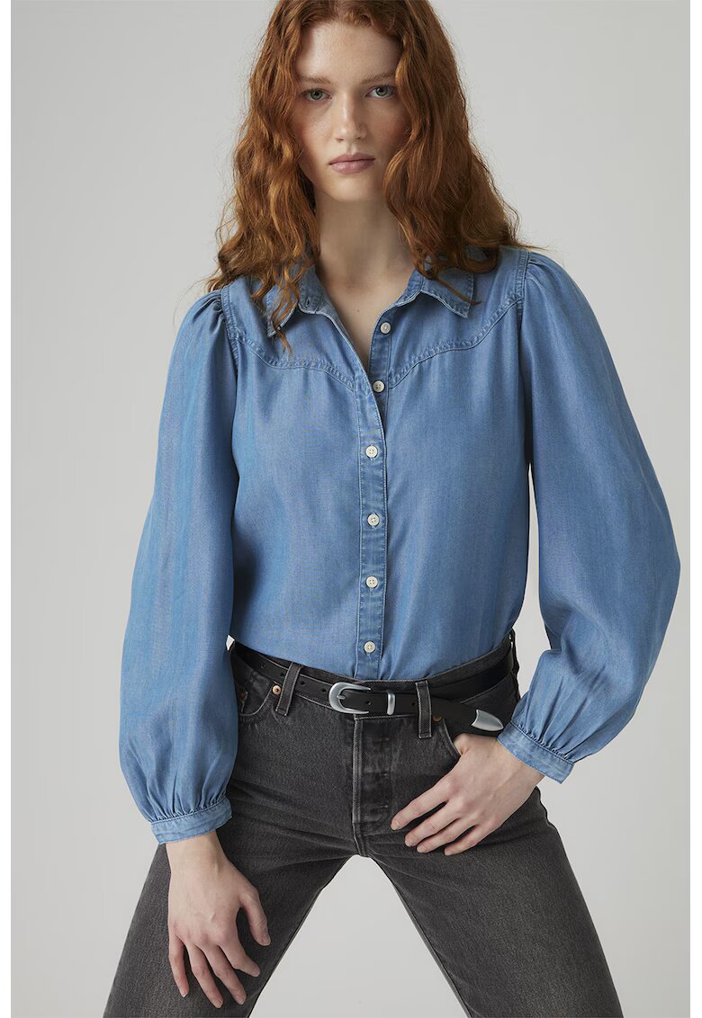 Levis Риза от шамбре с бухнали ръкави