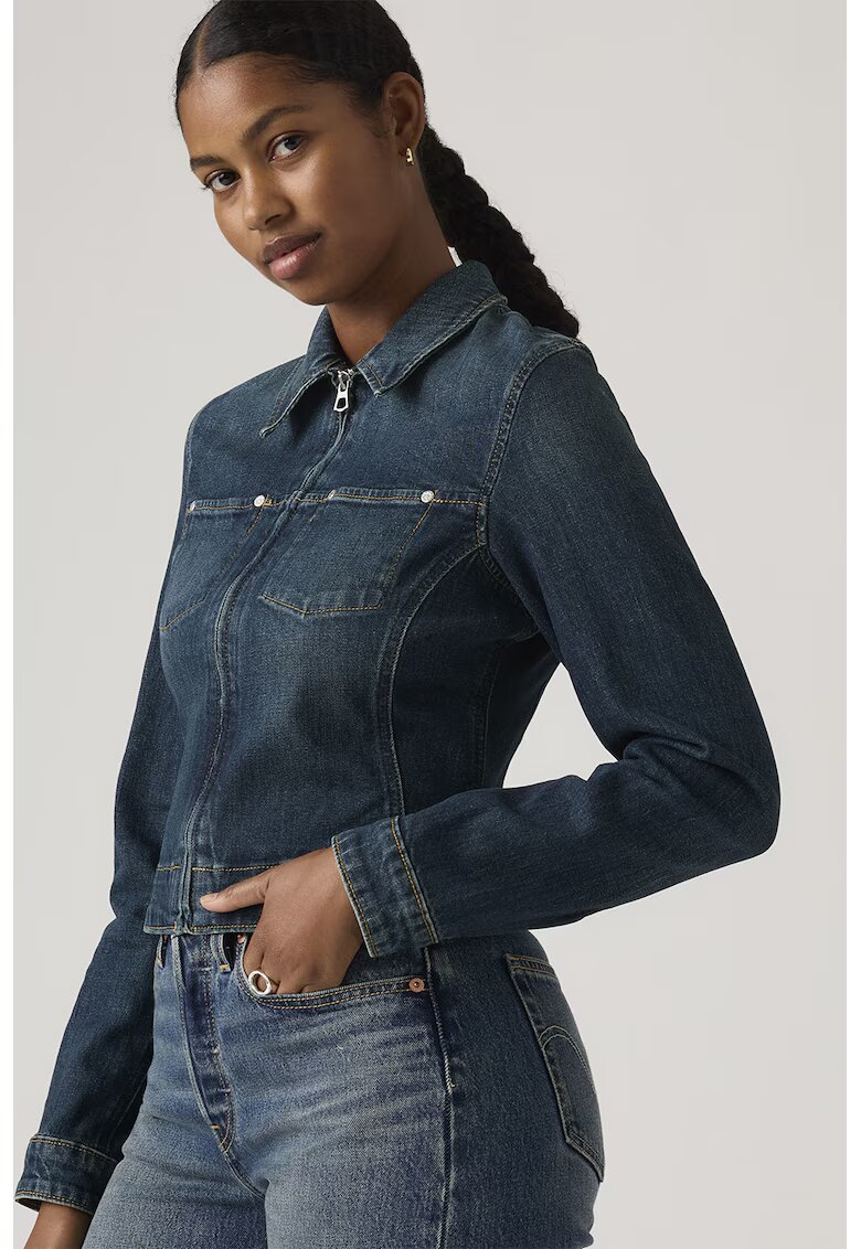 Levis Вталено дънково яке с цип