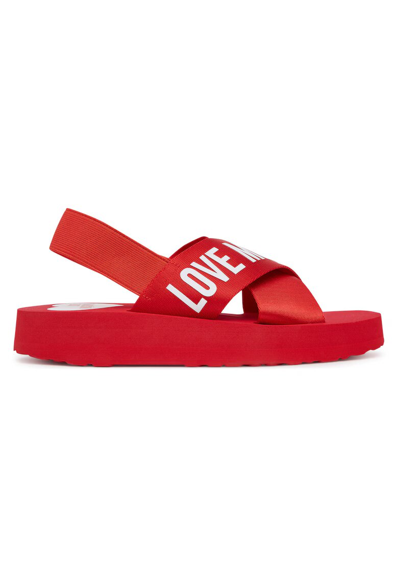 Love Moschino Дамски сандали - Nastro Ross/Log Bia - текстил