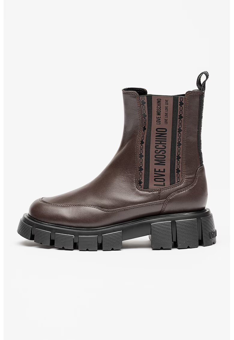 Love Moschino Кожени боти Chelsea с еластични панели