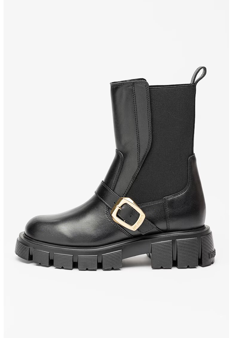 Love Moschino Кожени боти с еластични панели