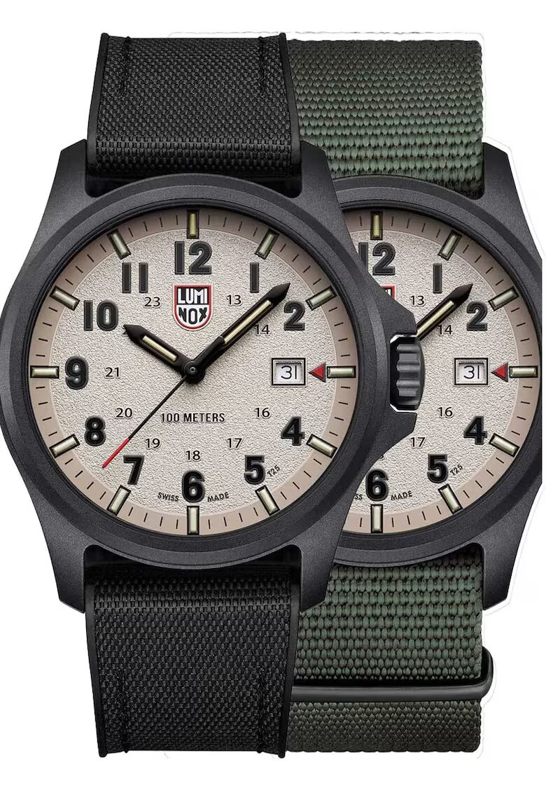 Luminox Комплект мъжки часовник с 2 каишки черен/зелен