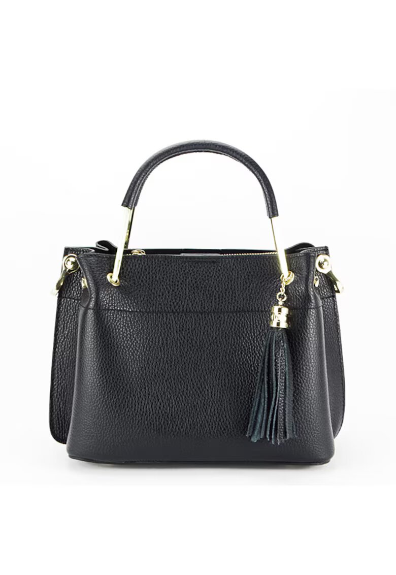 Made in Italy Средна чанта от естествена кожа - 8939 122 - 20x26x13 см - черна 14109