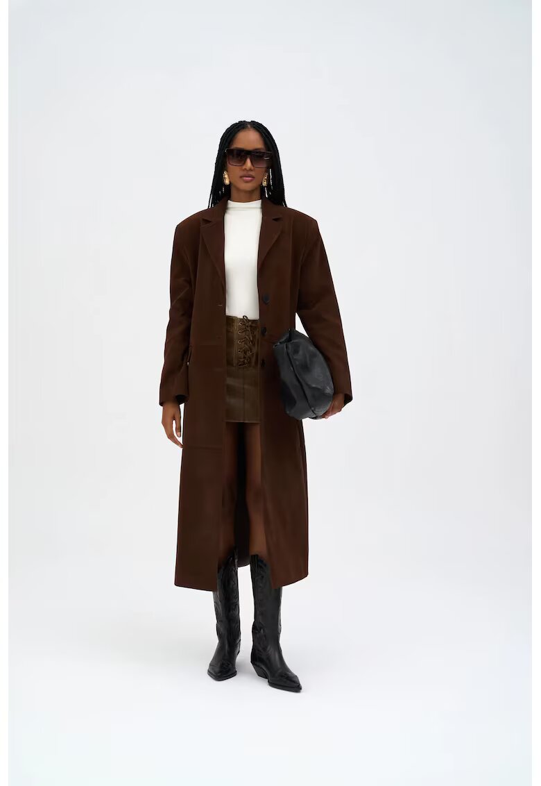 Mai Collection Дамско палто - HiCCUP - Selva Suede - кафяво - текстил