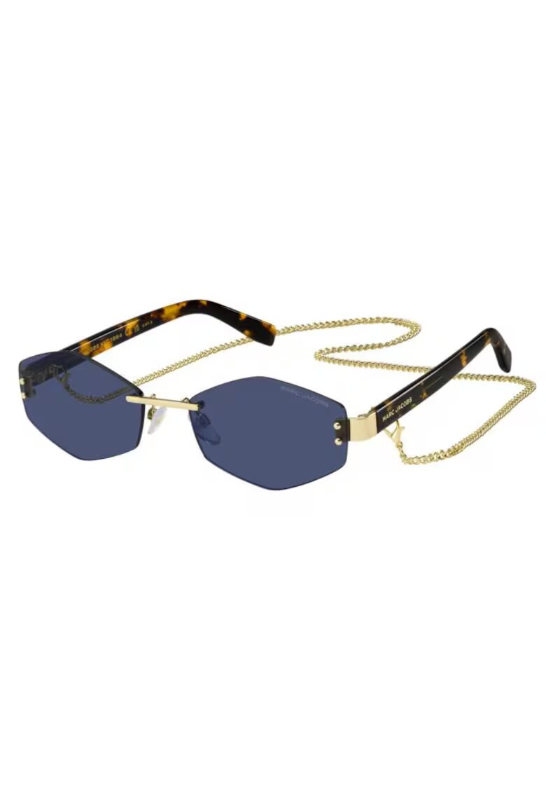 Marc Jacobs Шестоъгълни слънчеви очила Rimless с верижка - Златист/Кафяв