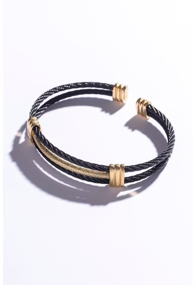 Marc Malone Гривна от инокс с 18K злато - Златист/Черен