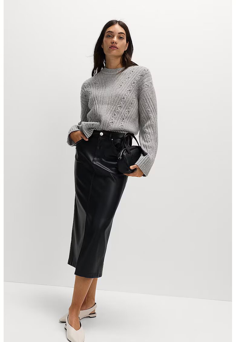 Marks  Spencer Пуловер с вълна и декоративни камъни - Сив меланж