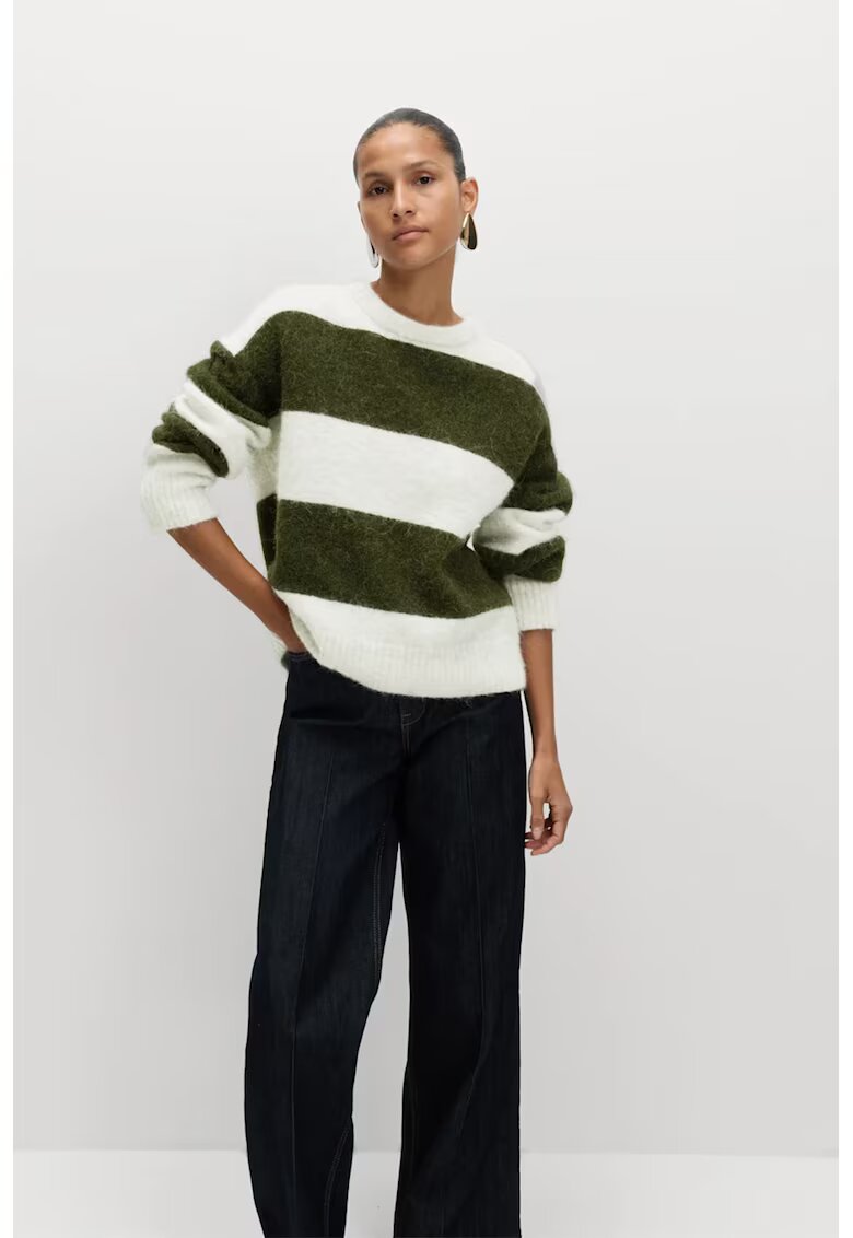 Marks  Spencer Пуловер със свободна кройка - Бял/Тъмно каки
