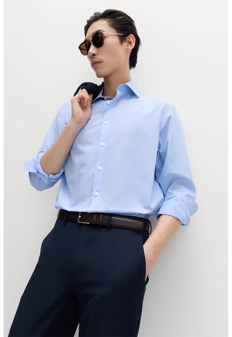 Marks  Spencer Риза с класическа яка - 2 броя - Карбоново сиво/Небесносин