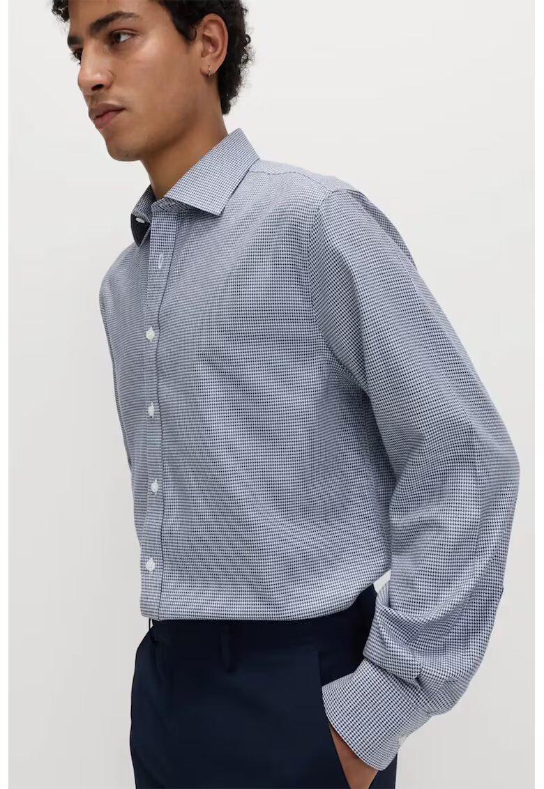Marks  Spencer Риза със стандартна кройка - Бял/Тъмносин