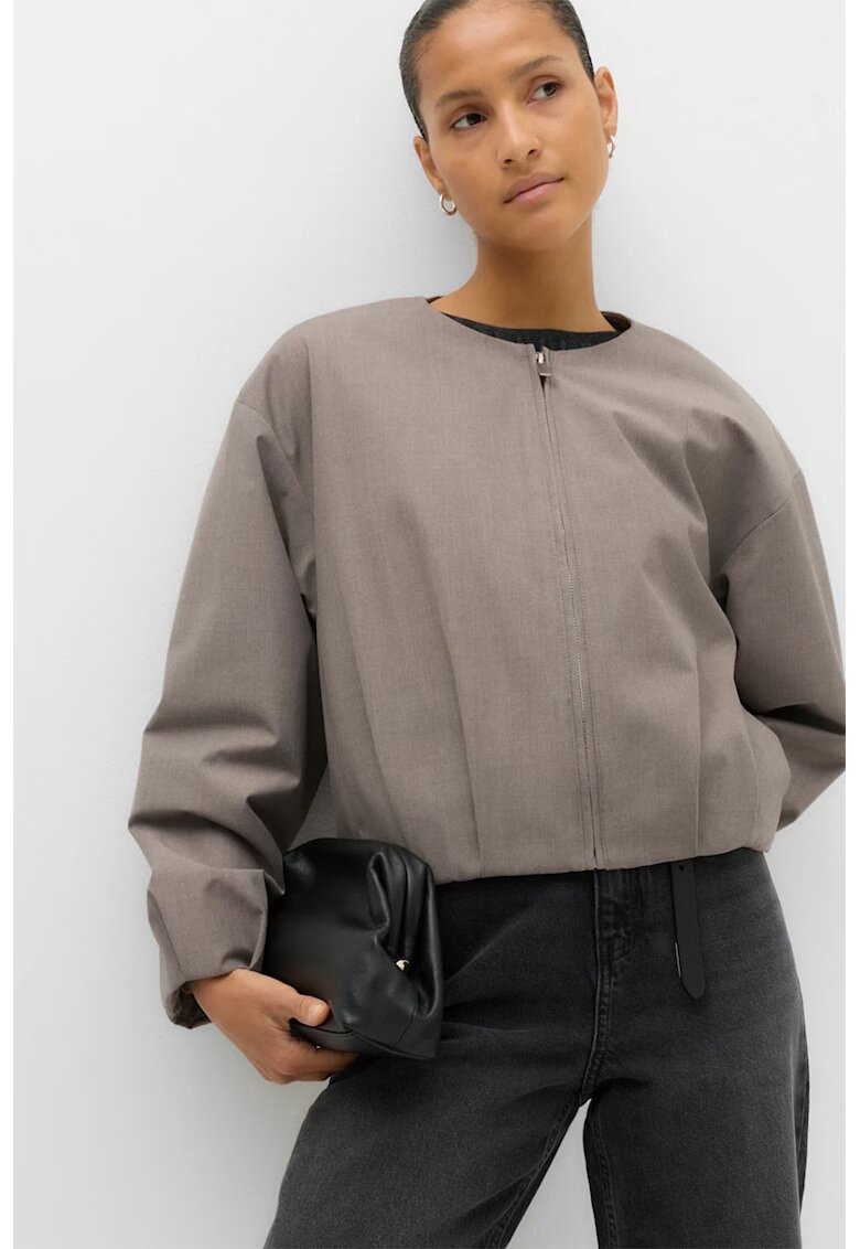 Marks  Spencer Яке с цип и овално деколте - Сив