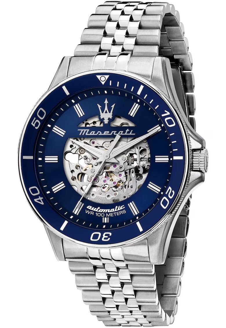 MASERATI Часовник Sfida Skeleton Automatic - механизъм Miyota 8N24 - сребрист - 10 ATM - 42ч резерв - 21 камъка