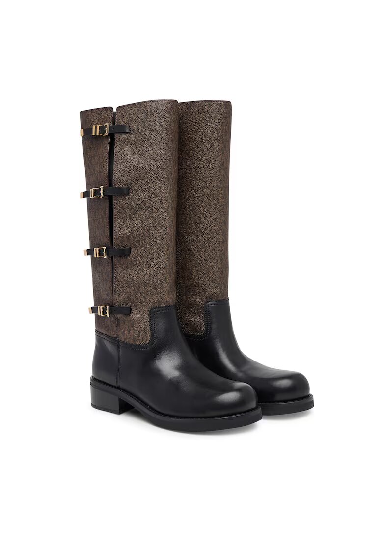 MICHAEL Michael Kors Дамски ботуши 40F5DTFB7 - Естествена кожа - Черно/Кафяво - Черен/Кафяв