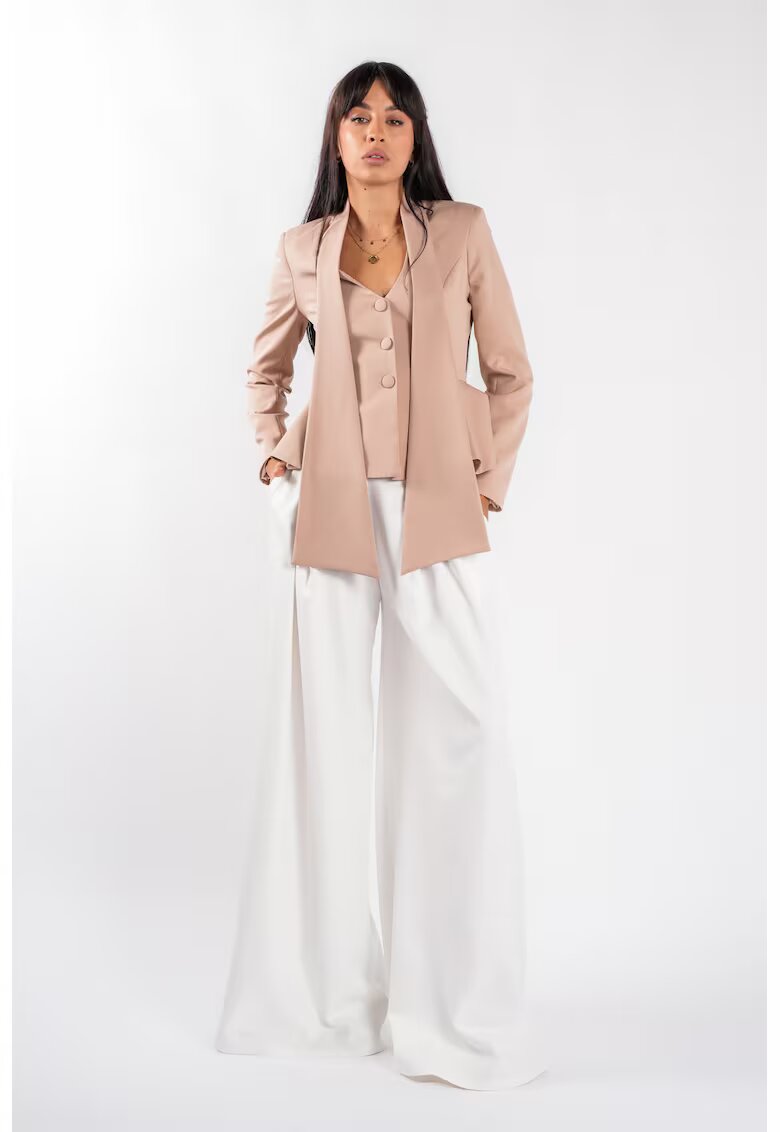 Monarh design Sacou cu esarfe si talie structurata Nude