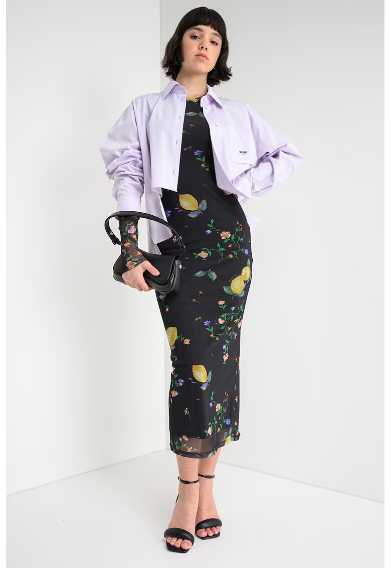 Moschino Jeans Рокля по тялото с десен - Зелен/Черен/Жълт