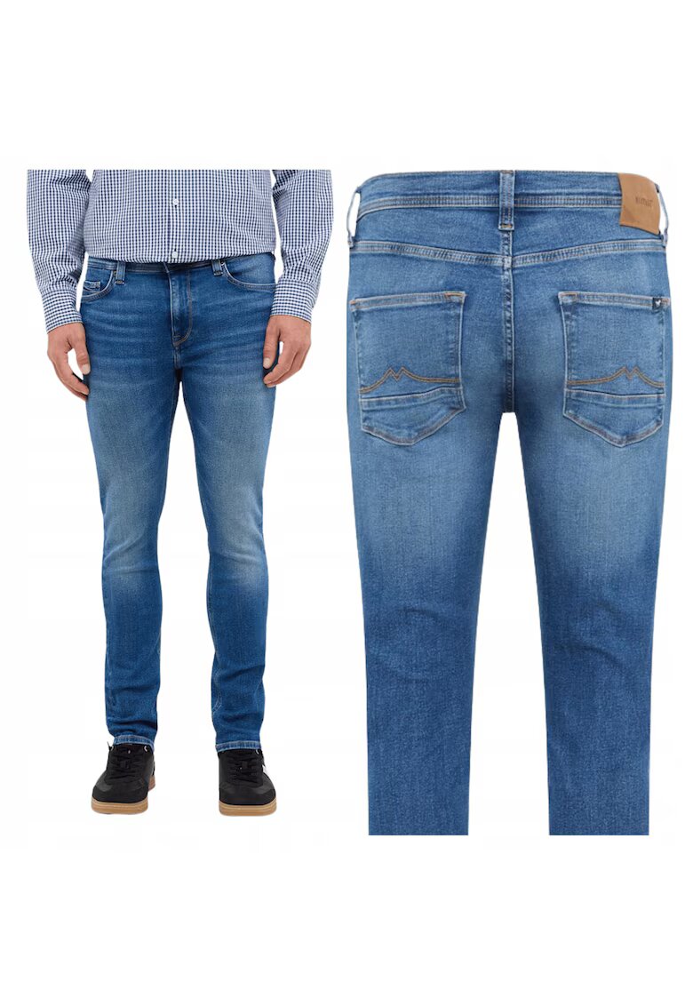 Mustang Мъжки дънки - Vegas - Slim Fit - Средна талия - Цип - Дълги - 5 джоба - Памук - Еластан - Сини