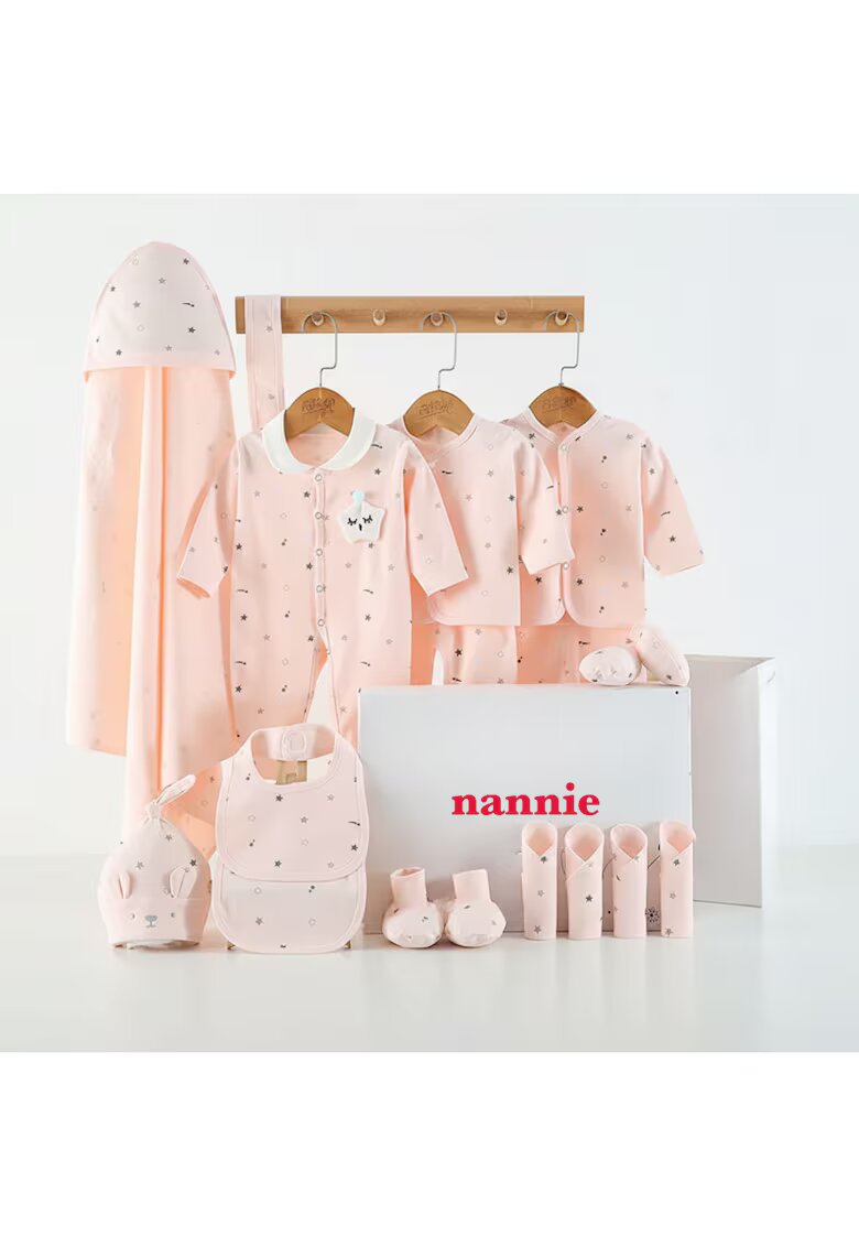 Nannie Set Hăinuțe Cadou Bebe Roz Little Baby