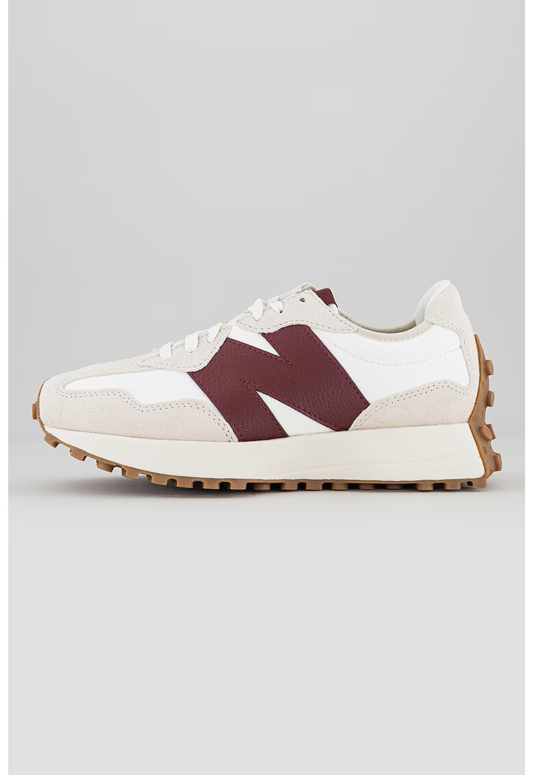 New Balance Дамски кецове 327 - велур - гумена подметка - омекотяване - Бял/Бордо/Сиво-бежов