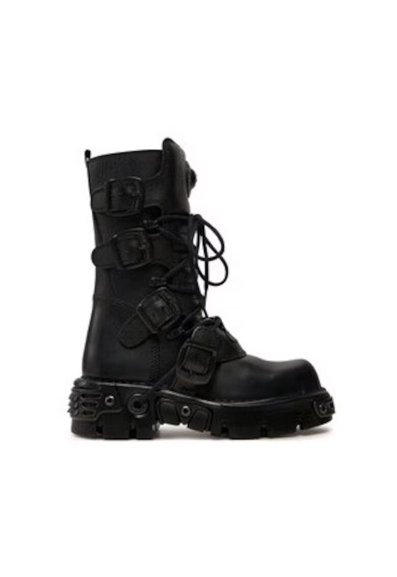 New Rock Дамски ботуши M-373-S18 - Естествена кожа - Черни