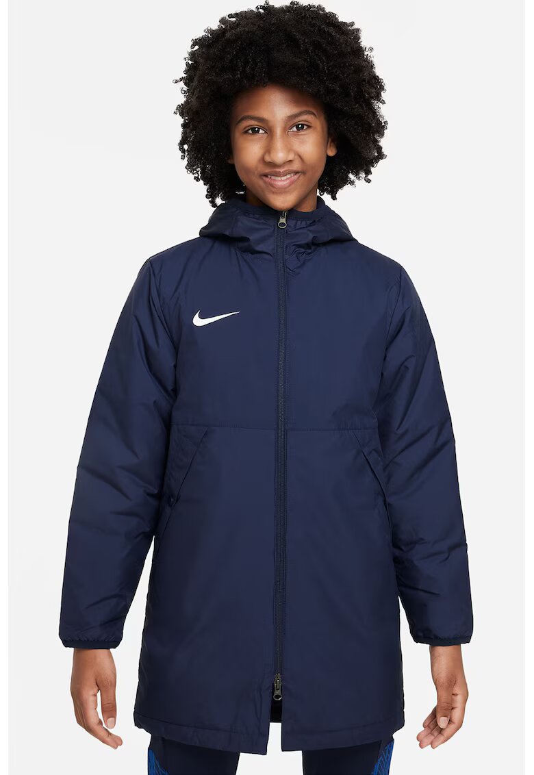 Nike Футболно яке с качулка и лого - Черен/Бял