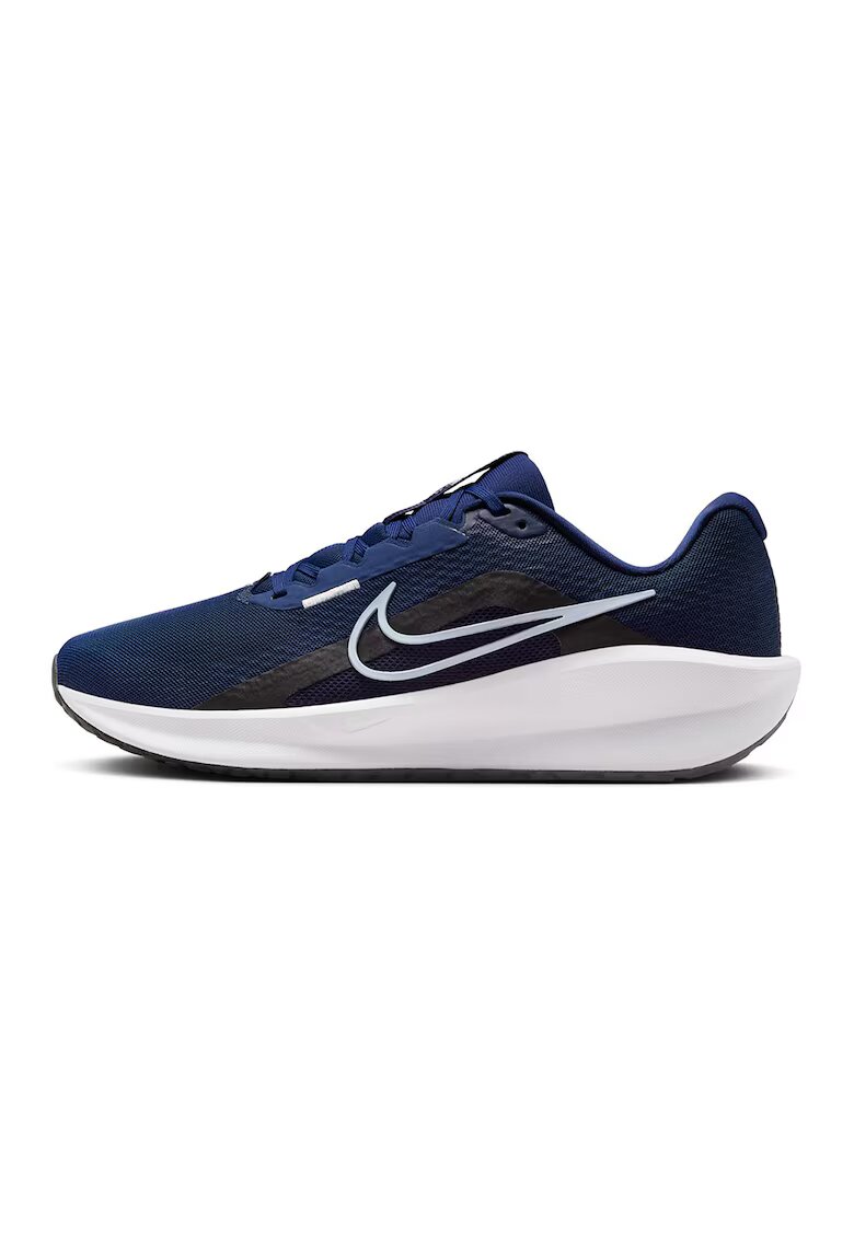 Nike Обувки Downshifter 13 Road за бягане с мрежа и лого - Бял/Черен/Тъмносин