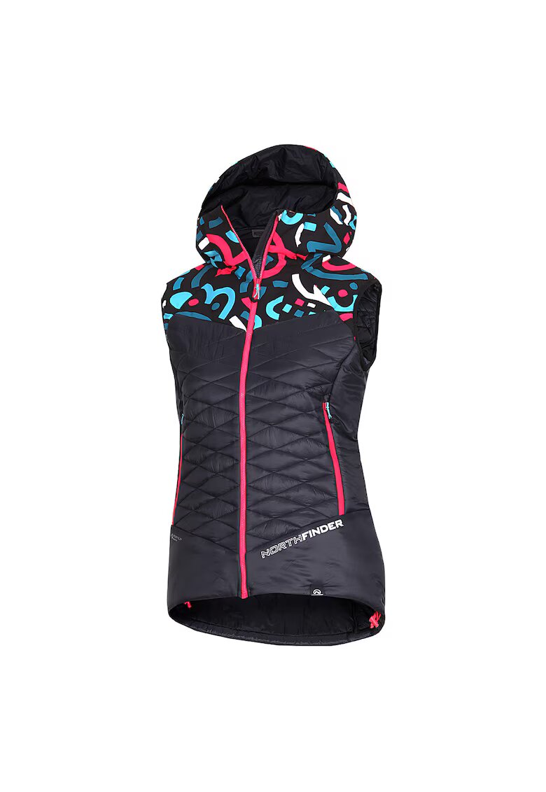 NORTHFINDER Дамски елек Vesta Primaloft JAVOROVA 1 S многоцветен принт - Blue Black
