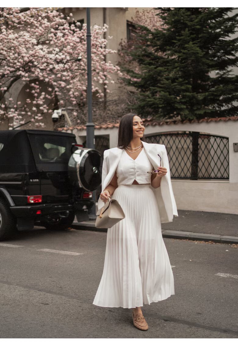 Nympha Clothing Комплект миди пола от дърво и къс елек Pleated Muse