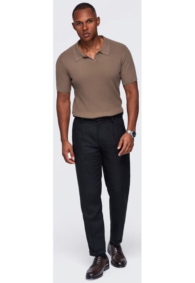 OMBRE Мъжка тениска тънък силует - структура с вертикални ленти - - размер
