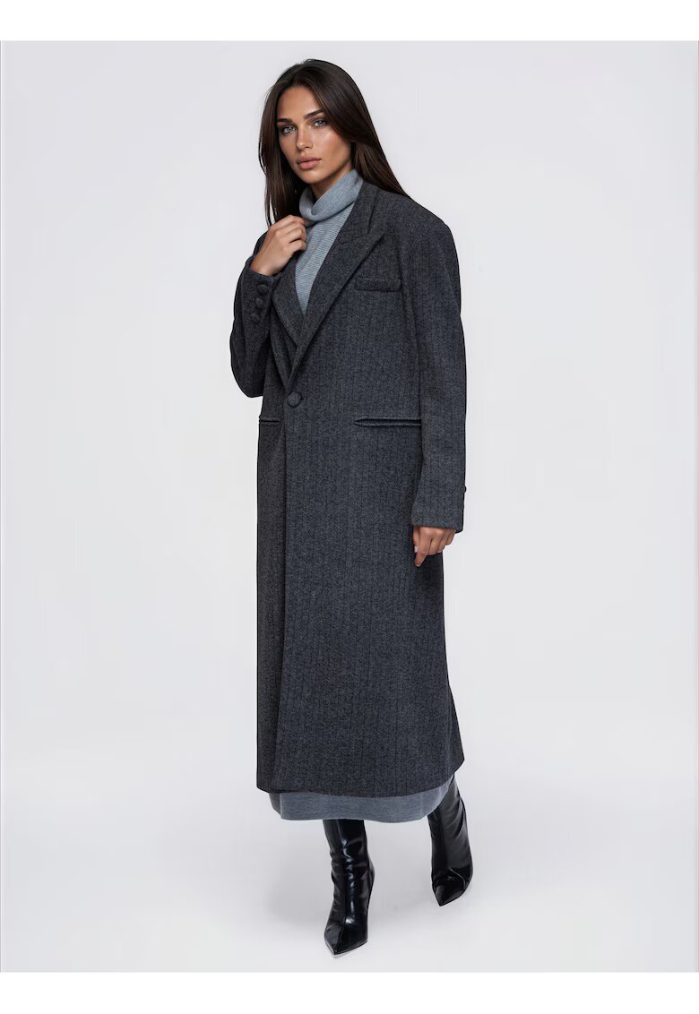 OMBRE Палто дамско maxi с класически дизайн и широки ревери OW-CT-E0019 - - S/M