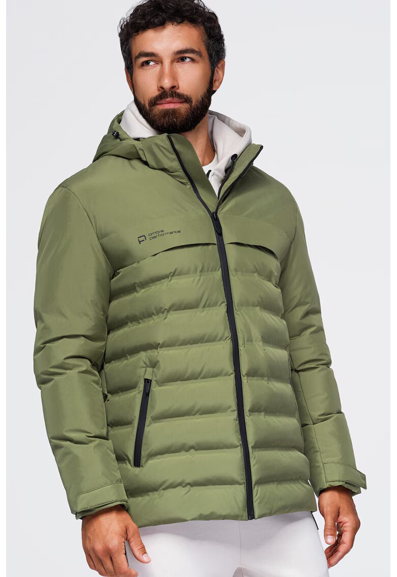 OMBRE Подплатено зимно яке с качулка - Sage Green