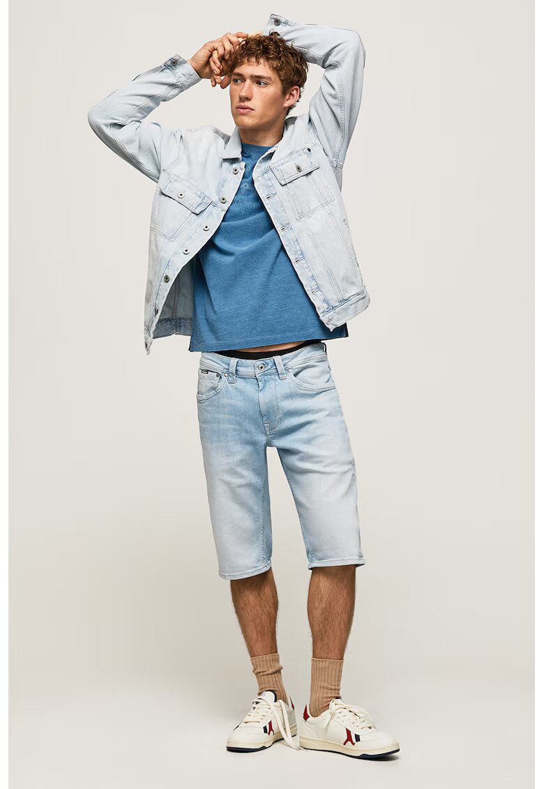 Pepe Jeans London Къси дънки със захабен ефект