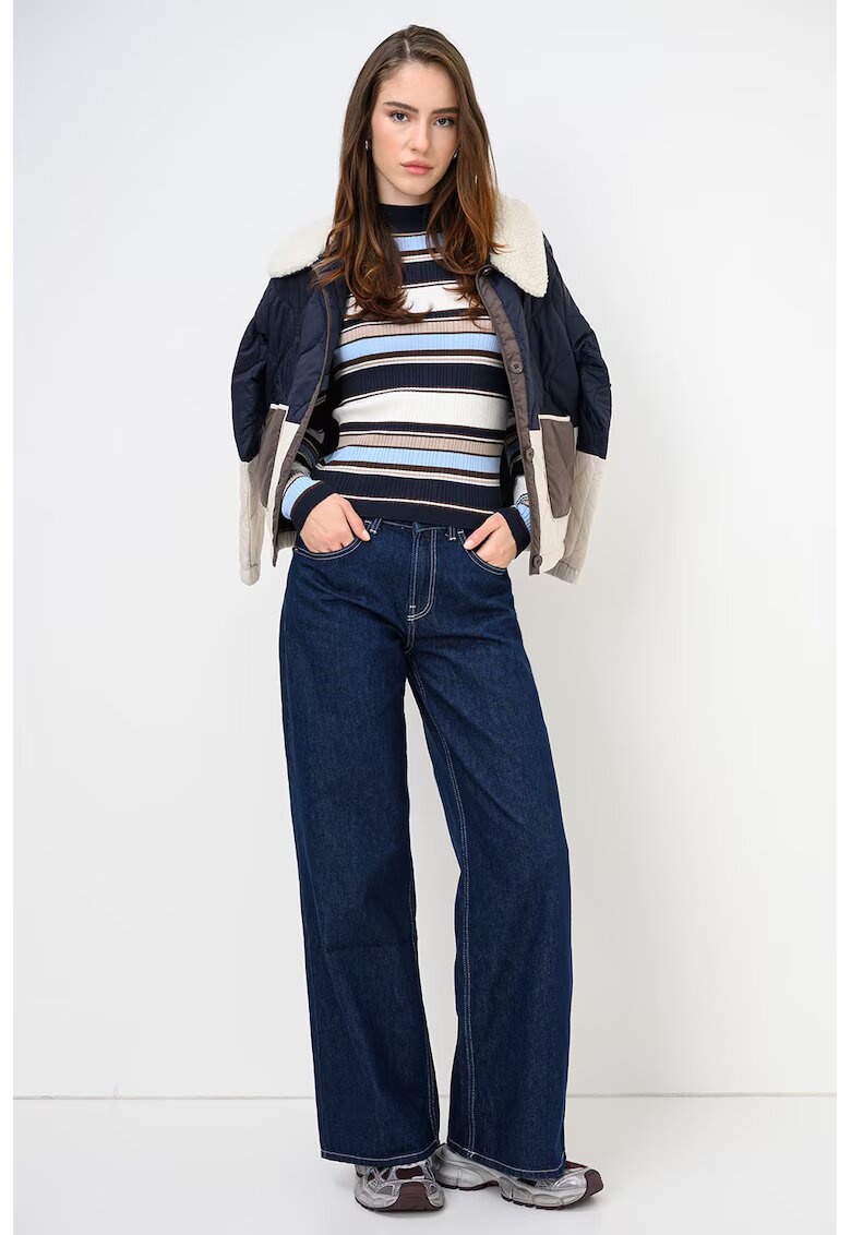 Pepe Jeans London Раиран пуловер Artemis - Бял/Кафяв/Син