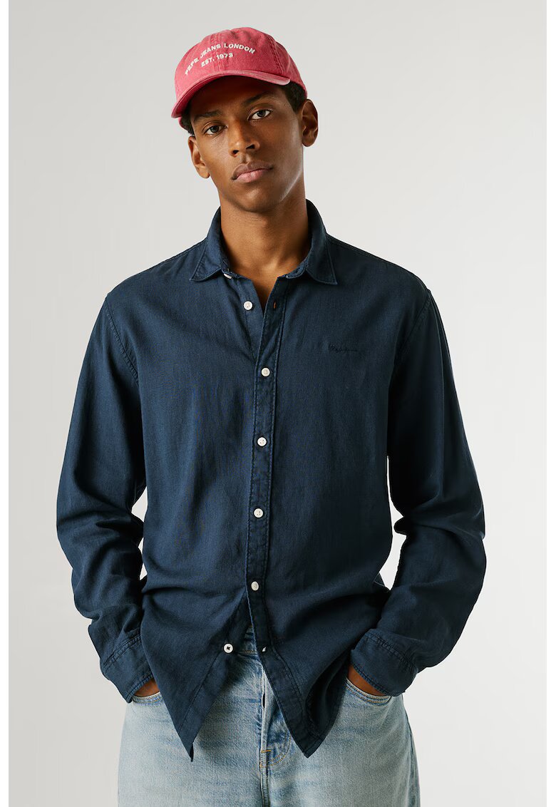 Pepe Jeans London Риза с лен с лого