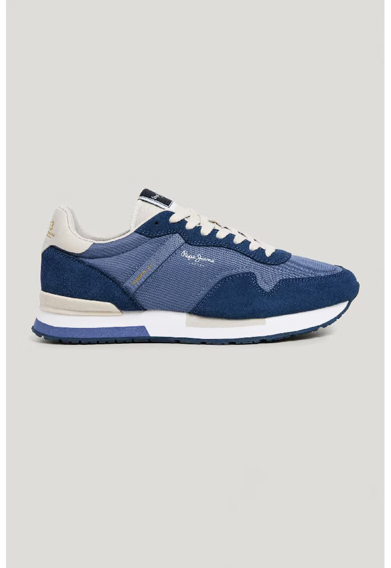 Pepe Jeans London Спортни обувки Hailon с нисък профил и велур - Сиво-кафяв/Бежов
