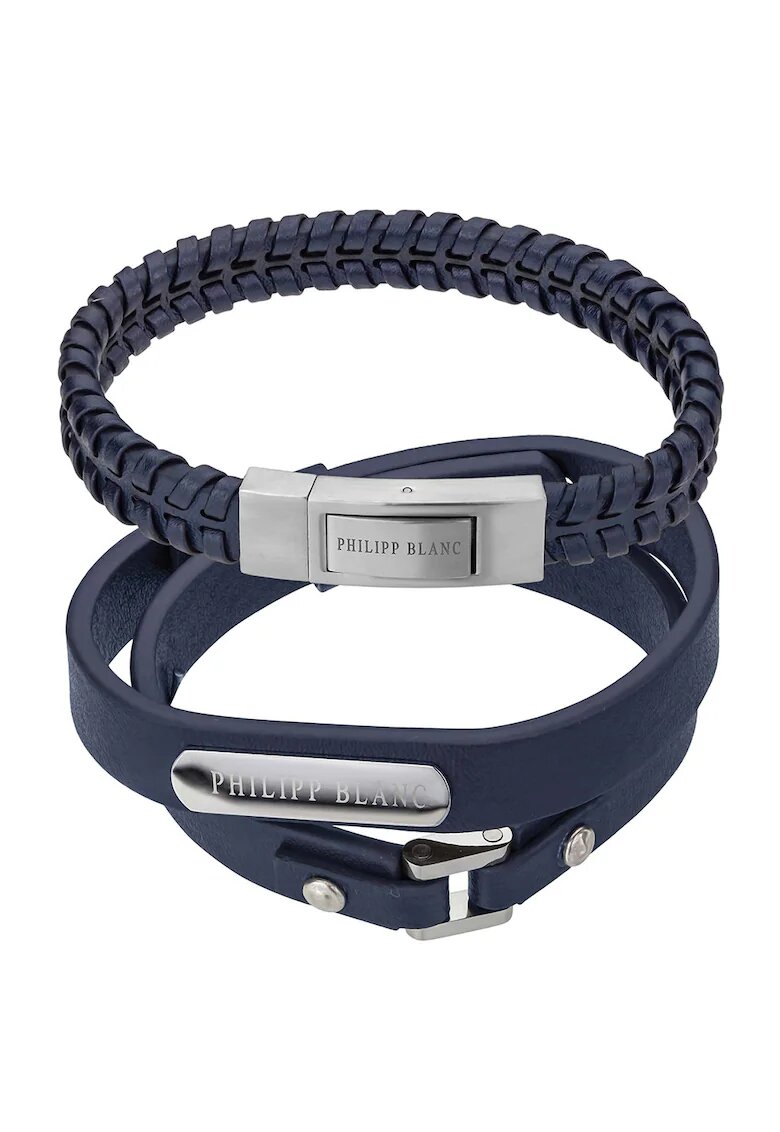 Philipp Blanc Кожена гривна Andreas - 2 броя - Тъмносин/Сребрист