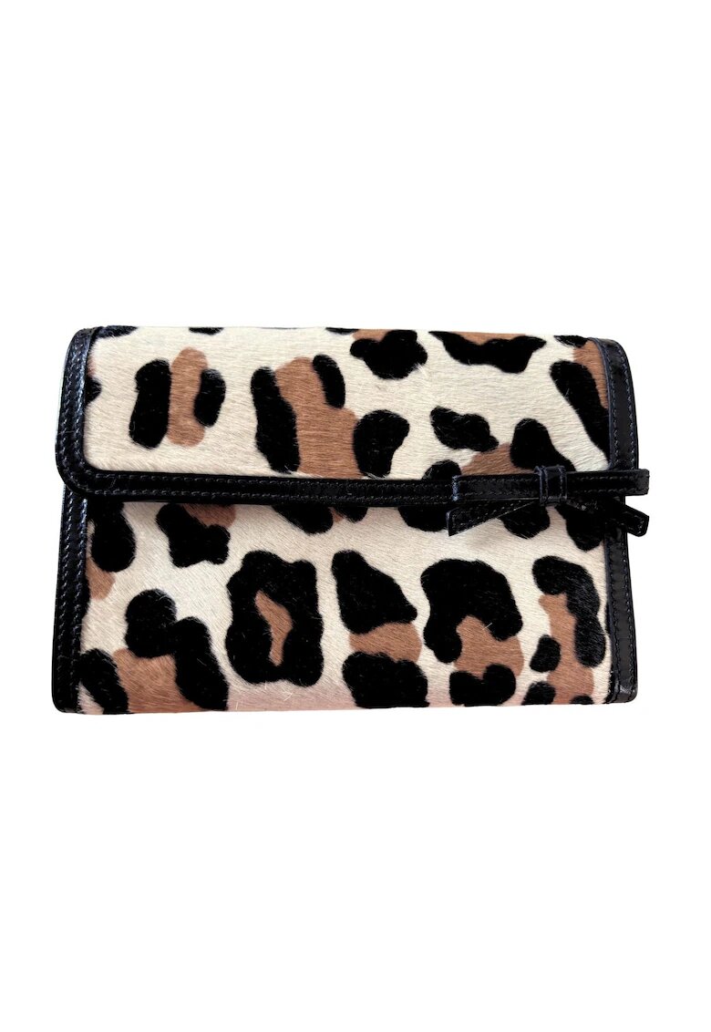 Prada Портфейл за дами естествена кожа - винтидж модел - животински принт - - 15x11x2 -5 см
