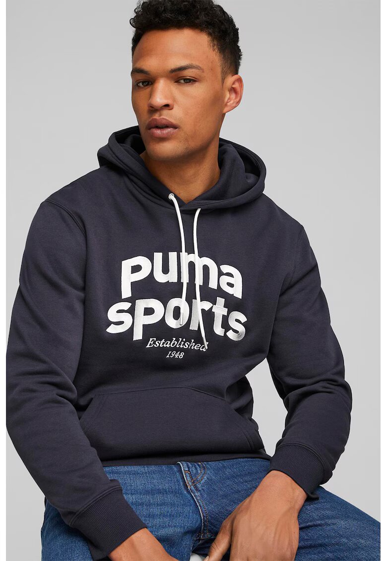 Puma Худи с памук с бродирано лого - Оранжев/Мръснобял