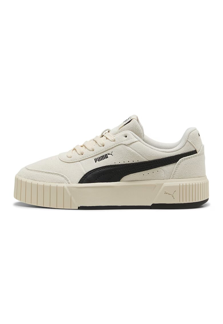 Puma Спортни обувки Carina Mia от велур с равна платформа и еко кожа - Слонова кост/Прашно розово