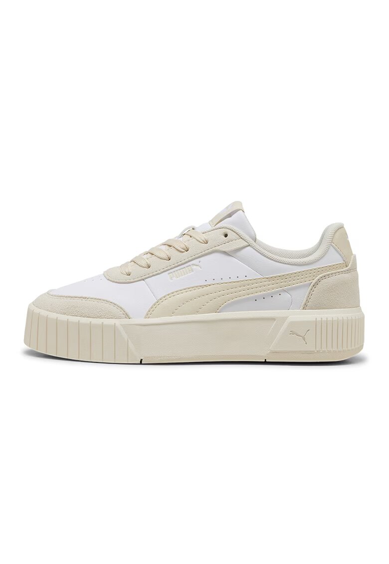 Puma Спортни обувки Carina Mia от еко кожа с велур - Бял/Светло бежово