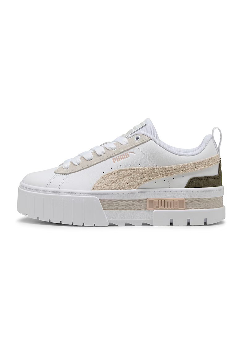 Puma Спортни обувки Mayze Mix от еко кожа с велур - Бежов/Мръснобял