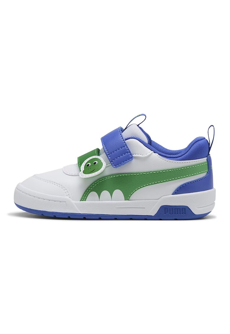 Puma Спортни обувки Multiflex 2 Dino V с велкро - Бял/Cапфирено синьо/Ябълково
