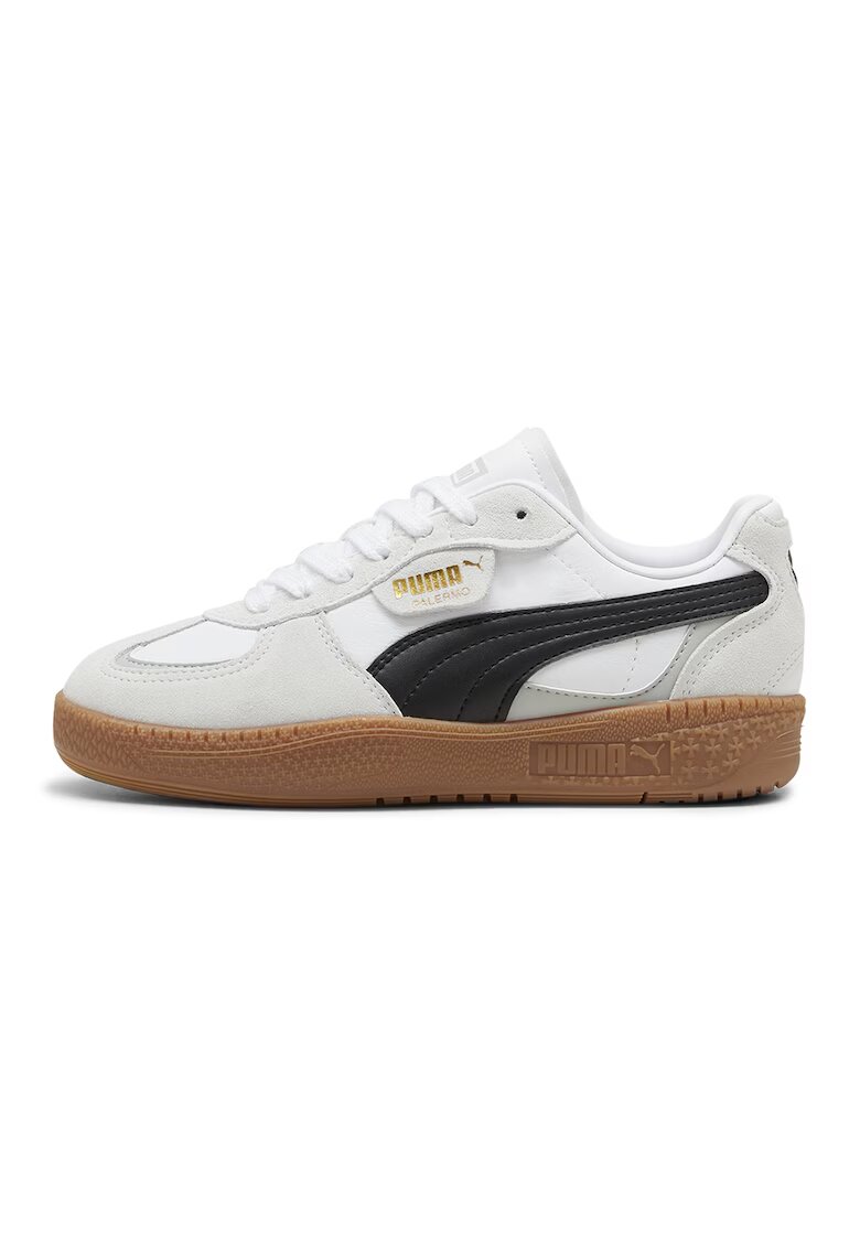 Puma Спортни обувки Palermo с кожа и велур - Бял/Черен/Светло