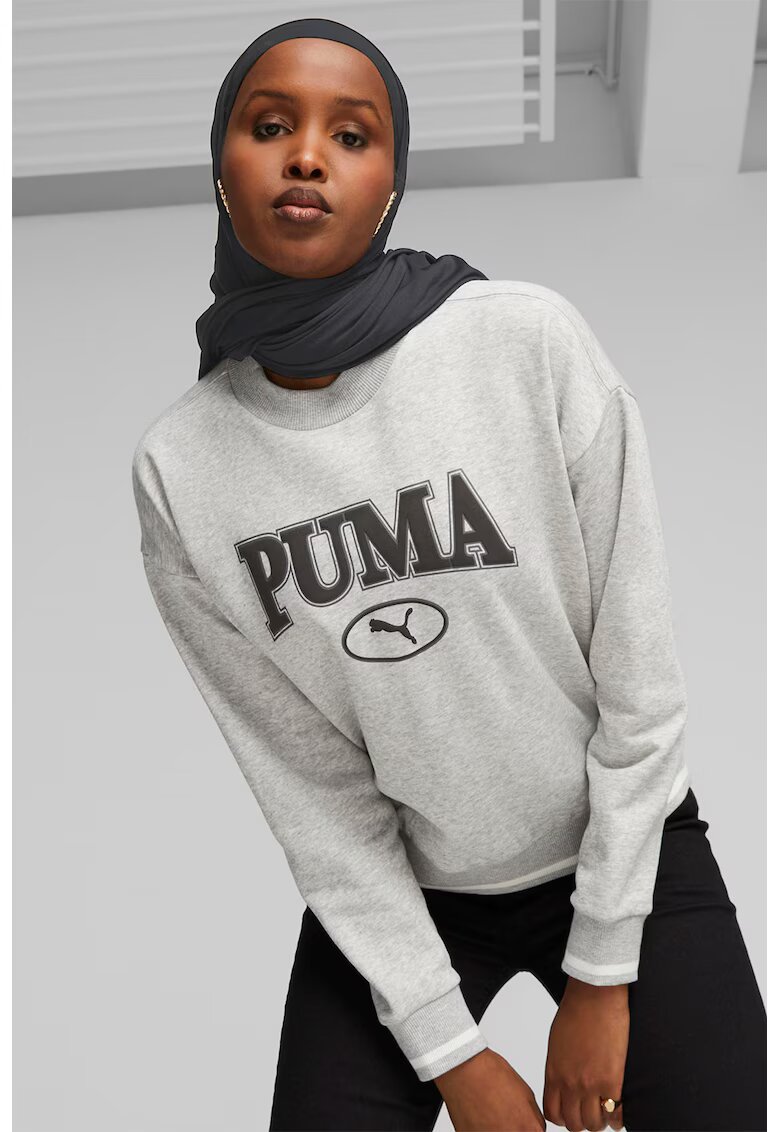 Puma Суитшърт Squad с лого - Черен/Светлосив меланж